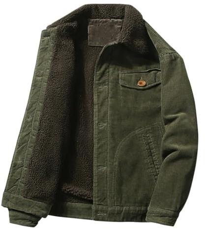 Giacca invernale da uomo in velluto a coste di cotone caldo traspirante giacca a vento casual moda parka cappotti, Esercito EN8, XL