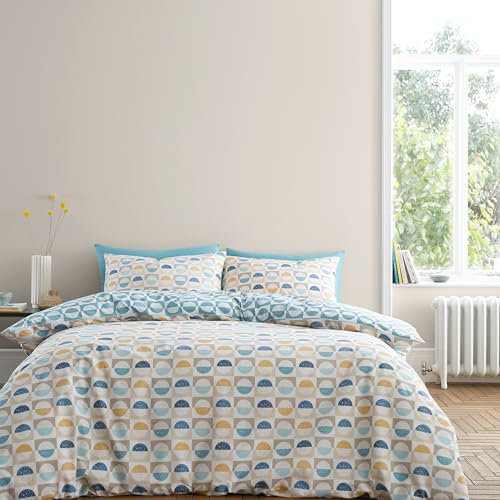 Bianca Hans Retro Spot 200 Thread Count Cotton Single Duvet Cover Set with Pillowcase Blue