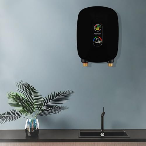 Mini scaldabagno elettrico, piccolo scaldabagno istantaneo, regolabile, piccolo, elettrico, istantaneo, per cucina, bagni, ristoranti, hotel, manopola, nero, 6500 W, 220 V