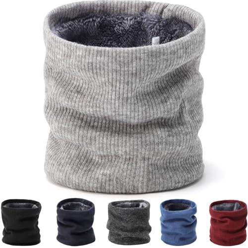 BARFULKER Winter Halsschlauch Herren Damen Ski Halswärmer Halstuch Gesichtsschal Fleece Schal Schlauchtuch Gamaschenmaske Winddichte Kreisschlaufenschals Loopschal Männer Frauen Hellgrau