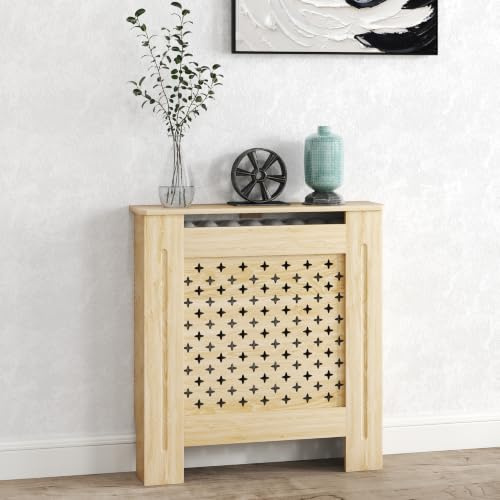 HOMCOM Cubre Radiadores Cubierta para Radiador de MDF 78x19x82 cm Roble | Cubreradiador, para Salón Dormitorio Pasillo