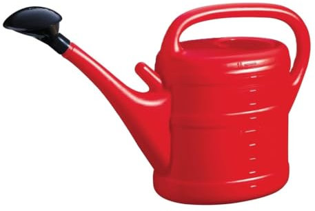Unibos | 10L Red Plastic Watering Can With Black Rose Head For Plants, Vegetable Patches & Large Plants (Red)