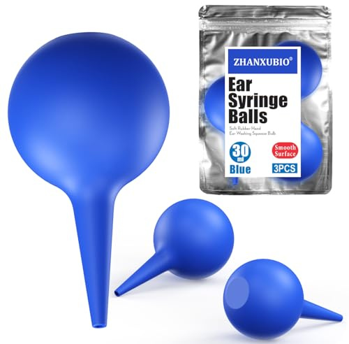 Öronlampa sprutbollar gummi tvätt öronbollar för att ta bort öronvax, klämöra vax rengöringssats för barn vuxna, paket med 3 st (30 ml)