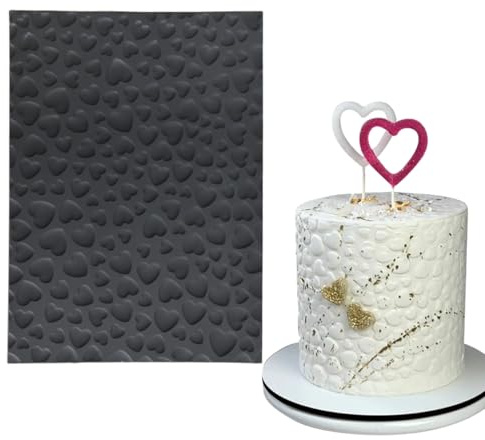 mostsom Silikon spets kakform hjärtmönster flexibelt sockerhantverk dekorationsverktyg för bakning, fondant, choklad och hartsgjutning non-stick kakdekorationsformar (B_hjärta)