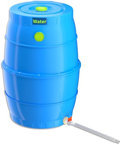 SQUEEZE master 50 Gallon Water Collection Barrel-Drinking Water Storage Barrel with Spigots-Emergency Water Supply System
