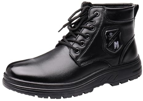 generisch Botines de piel para hombre al aire libre botas antideslizantes clásicas botas de trabajo otoño botas de montaña impermeables botas de cuero moda casual botas de trabajo con cordones botas