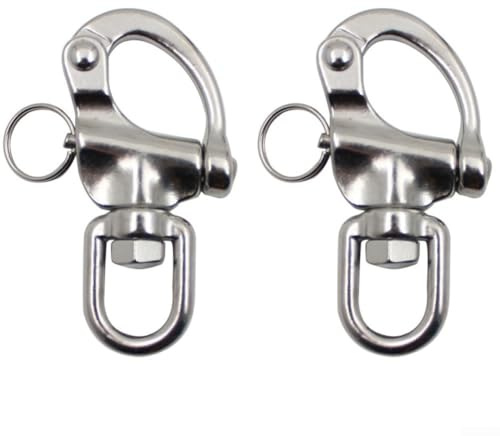 2 grilli a scatto a sgancio rapido in acciaio inox 316 con perno a molla per uso nautico, nautico e fai da te