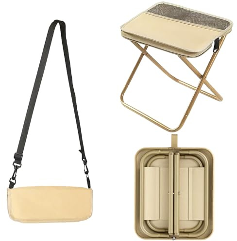 Nuoyiman Folding Stool, Portable Foldable Backpack Stool for Camping, Small Folding Chair for adults with Zippered Carrying Bag, Lightweight Mini Pocket Fold Up Telescopic Stools for Fishing, Picnic