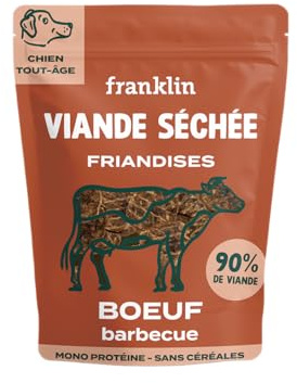 FRANKLIN – Friandises pour Chien – Viande séchée Bœuf fumé Barbecue – 90 g