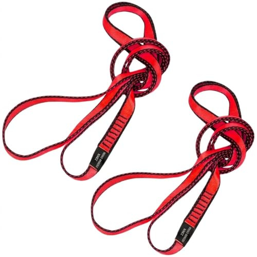 LETTO & TAILOR Klätterslinga, 2-pack 22 KN | Bandslingor, klättring, 19 mm | CE-certifierad – röd, 120 cm