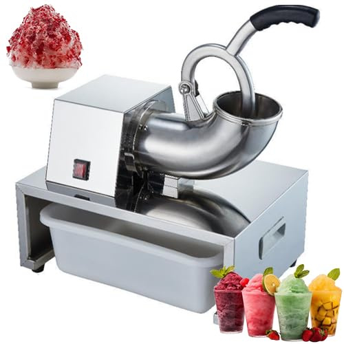 Elektrisk iskross – slushy maskin i rostfritt stål, 200 kg/h, 1 400 varv/min helt kopparmotor för snökottar, cocktails, frappes, iste och mer