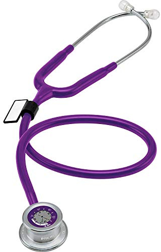 MDF Instruments, Pulse Time 2-in-1 Digital LCD Clock and Single Head Stethoscope - Purple (MDF740-08)