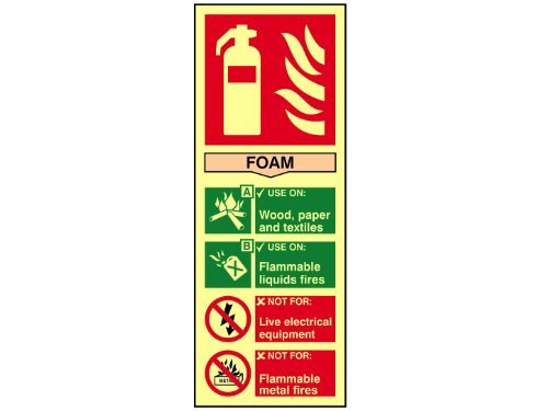 Scan SCA1591 Self adhesive PVC sign - Fire extinguisher composite - Foam - Photoluminescent 75 x 200mm