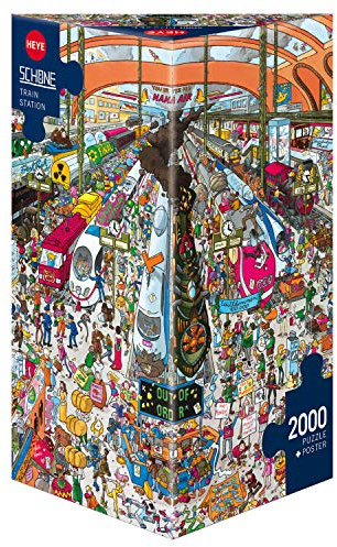 Heye 29730 - Dreieckspuzzle, Train Station Triangular 2000 Teile, Christoph Schön, mehrfarbig