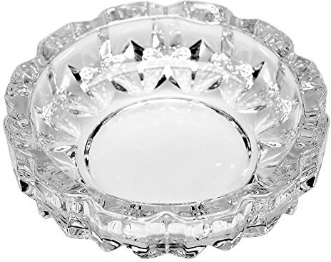 Deli Green Apple Crystal Heavy Glass Ashtray for Indoor and Outdoor Decorative (Round)