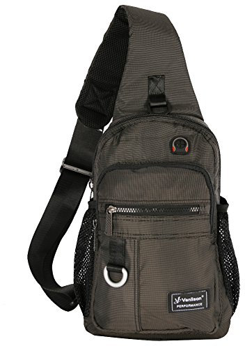 Vanlison Schulterrucksack Sling Rucksack Sling Bag Umhängetasche Daypack Crossbag mit Verstellbarem Schultergurt Mann Frauen Tasche Schwarz