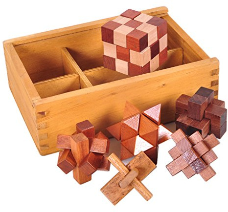 Gracelaza 6 Piezas Juguetes Rompecabezas de Madera Caja Set - IQ Juguete Educativo - 3D Brain Teaser Puzzle de Madera - Juego Niños y Adolescentes