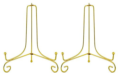Tincogo 8 Pollici Argento Ferro Supporto Cavalletto Decorativo per foto, piatti, cornici, libri di cucina, piatti decorativi, tablet e arte,oro 2 Pezzi