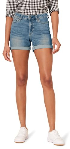 Amazon Essentials Short Taille Mi-Haute, Coupe Ajustée et Extensible de 10,2cm Femme, Délavé Moyen, 46