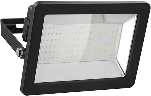 goobay 53876 LED Strahler Außen 100W / Außenstrahler IP65 / Neutralweißes Licht 8500 lm/LED Scheinwerfer Fluter Wandmontage / IP65 Gartenstrahler/Schwarz