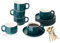 CHILDIKE Porcelain Coffee Cups and Saucers Set of 6 with Gold Spoon 220 ml/8oz, Ceramic Green Cappuccino Cups for Tea, Espresso