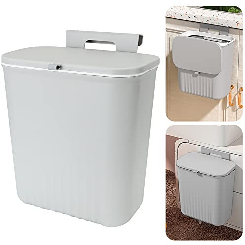AKOLAFE Pattumiera da cucina in plastica da 9L con coperchio cestino da appendere a parete cestino per la spazzatura per armadio da cucina camera da letto bagno e molto altro ancora