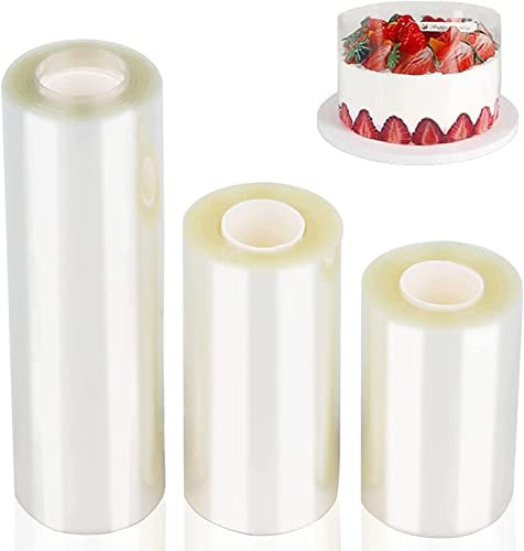 3 Rolls Acetate Sheets For Cakes Clear Acetate Cake Collars Reusable Cake Foil Collars Liners Banding Foil Sheet Film Roll for Cake Decoration Chocolate Mousse Baking Dessert Rings(8cm/10cm/15cm*10m)