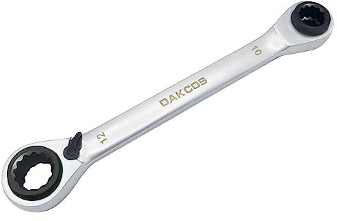 DAKCOS Llave de trinquete 4 en 1 de 8 x 10-12 x 13 mm, Llave de carraca de doble anillo reversible CR-V, 72 dientes