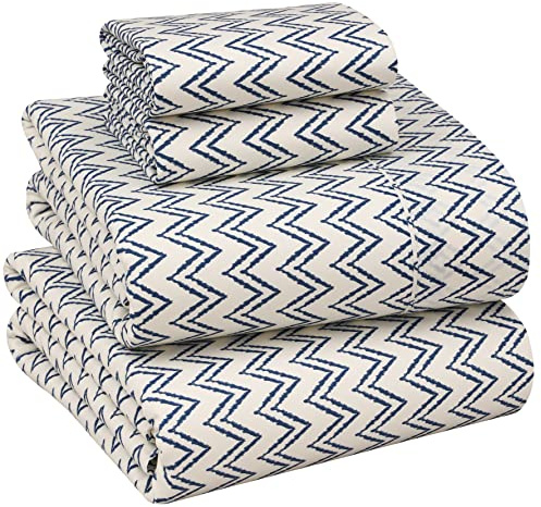 Ruvanti Set di lenzuola in 100% cotone per letto matrimoniale, 4 pezzi, morbido e traspirante, con tasca profonda 40,6 cm, standard hotel, sensazione fresca, resistente, perfetto set di lenzuola
