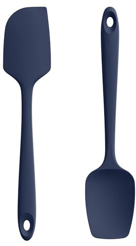U-Taste Set di 2 spatole in silicone: spatola flessibile senza cuciture resistente al calore fino a 315℃ con anima in nylon per cucinare, cuocere, mescolare, mescolare e raschiare (Blu notte)