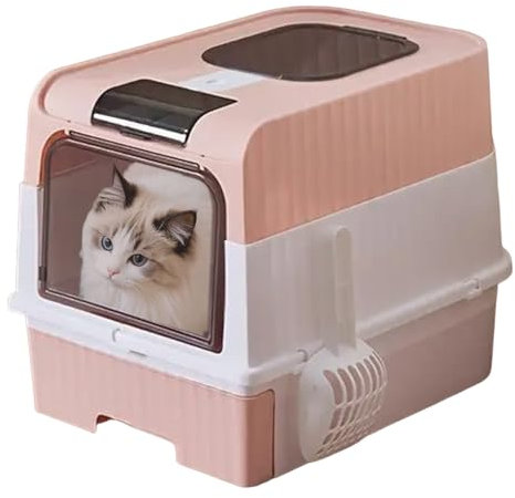 Katzentoilette mit Schaufel, groß, faltbar, mit Deckel, Geruchskontrolle, leicht, mit Schaufel, Müllsiebzubehör, 49 x 35 x 37 cm, leicht, leicht zu reinigen, für Reisen
