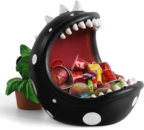 ehuoyan Piranha Plant Large Candy Bowl For Candy Dish Key Bowl Decorative Bowl Home Decorations Indoor Big Mouth Plant (Black, Midium)