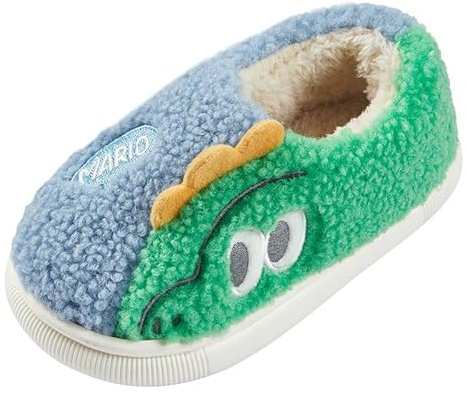 SMajong Inverno Pantofole Bambino Ciabatte Dinosauro per Ragazze e Ragazzo Pantofole 33-34EU Blu Verde (Suola taglia 220)