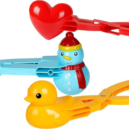 Faroby Juego de moldes para Hacer Bolas de Nieve, 3 uds., Pinzas Moldeadoras de Pato y corazón de muñeco de Nieve para Juegos de Invierno al Aire Libre