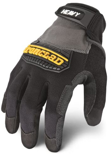 Ironclad Heavy Utility Work Gloves HUG, High Abrasion Resistance, Performance Fit, Durable, Machine Washable, (1 Pair), X-LARGE,Black & Grey