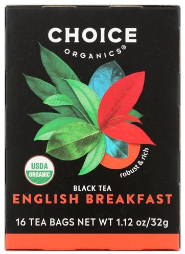 Choice Organics - Organic English Breakfast Tea (1 Pack) - Fair Trade - Compostable - Contains Caffeine - 16 Organic Black Tea Bags