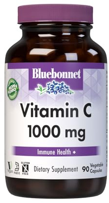 Bluebonnet Nutrition Vitamin C 1000 mg Vegetable Capsules, Ascorbic Acid, For Immune Health & Skin Health, Vegan, Vegetarian, Non GMO, Gluten Free, Soy Free, Milk Free, Kosher, 90 Vegetable Capsules