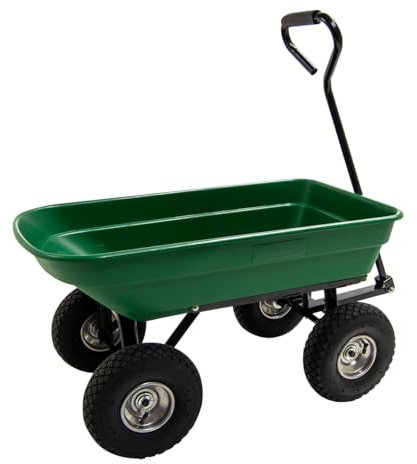 Garden Tipping Wheelbarrow 55L / 75L Tipper Wheel Barrow 120Kg BMC Dump Truck Trolley Cart Pull Along Wagon 10 Pneumatic Wheels Swivel Handle - 2 Years Warranty
