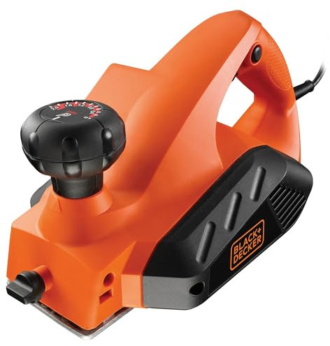 BLACK+DECKER KW712-QS Rabot Filaire -17 000 trs/min - Profondeur 8 Positions de 0 à 2 mm - Guide Parallèle et Buse Adaptateur pour Aspirateurs, 650W, Noir, Rouge, 82 mm