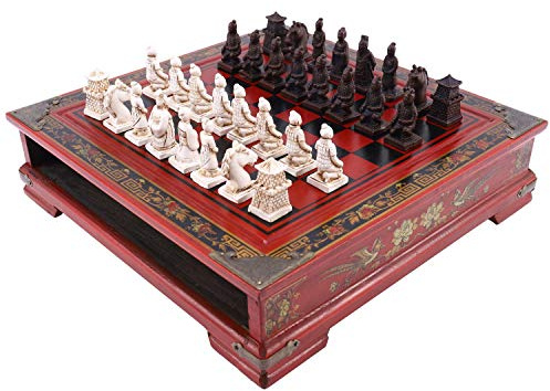 Wresetly Ajedrez Retro Guerreros de Terracota Hacer Viejo Tallado Resina Ajedrez Premium de Cumpleaños de Navidad