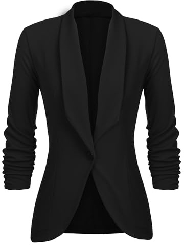 UNibelle Blazer para Mujer Elegante, Deportivo, Largo, Slim Fit, Blazer Business, Manga 3/4, Chaqueta Larga, Verano, Slim Fit, Chaqueta Festiva, Negro, XXL