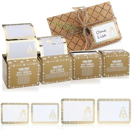 com-four® 120x Aufkleber für Geschenke zu Weihnachten bis 8 cm - Sticker für Geschenkbeschriftung - Geschenketiketten mit weihnachtlichen Motiven - selbstklebend, auf Rolle (0120 - Aufkleber)