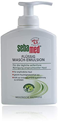 Sebamed Flüssig Wasch-Emulsion Olive im hygienischen Spender 200 ml, die extra-milde, seifenfreie Reinigungsformel pflegt sensitive Haut schon bei der Reinigung