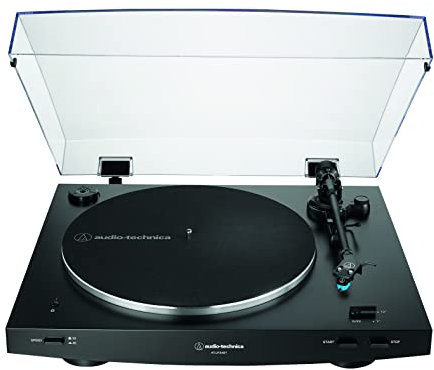 Audio Technica AT-LP3XBT-BK - Giradischi con trasmissione a cinghia Bluetooth, completamente automatica, 33/45, colore: Nero