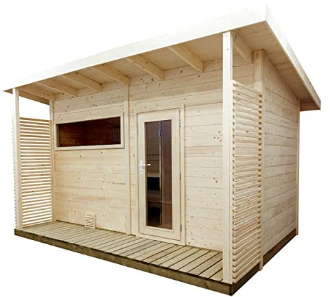 Sentiotec Gartensauna Scala Large Saunahaus aus Fichte Massivsauna ca. 459x313x272 cm