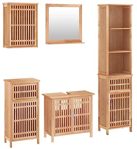 vidaXL Conjunto de Muebles de baño 5 Piezas Madera Maciza de Nogal