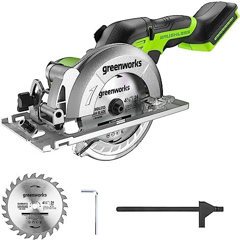 Greenworks 24V Brushless 4-1/2 Compact Circular Saw (6,500 RPM). Tool Only