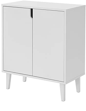 Panana Sideboard Storage Cabinet with Doors Shelf kitchen Wooden Cupboard for Dining Room (White), 71cm(W) x 38cm(D) x 83cm(H)