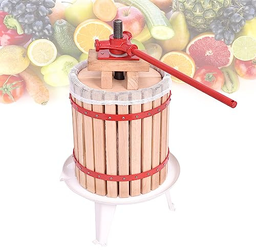 SUBTLETY Prensa manual de frutas de 18 litros, exprimidor de frutas, exprimidor de frutas portátil, exprimidor de manzanas, molinillo de frutas con manivela y red de prensado para bayas, zumos de