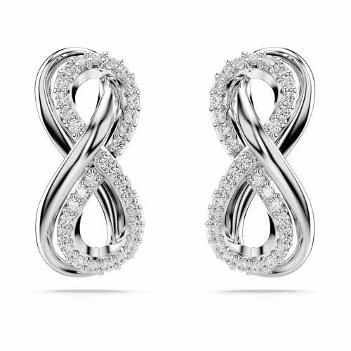 Swarovski Hyperbola Ohrstecker, Weiße und Rhodinierte Ohrringe mit Unendlichkeitsmotiv und Strahlenden Swarovski Kristallen